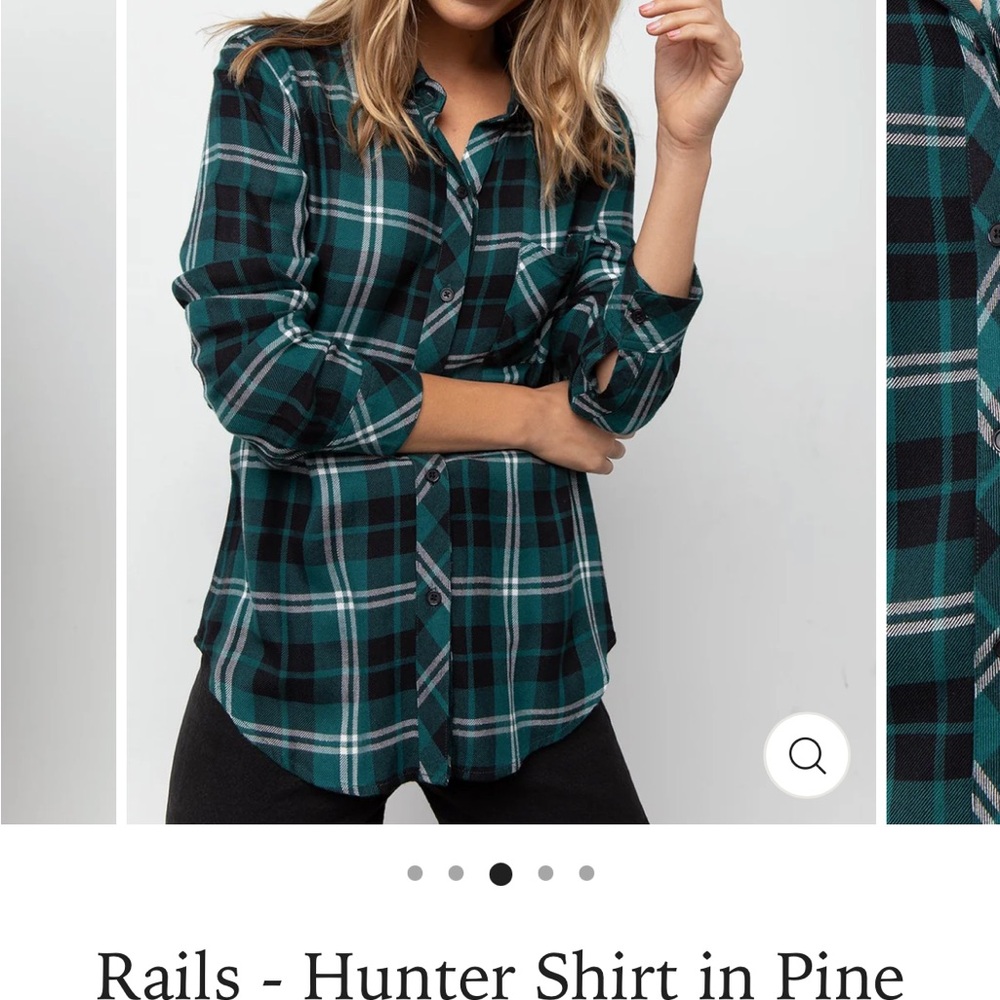 Rails Button Up Plaid Flannel Hunter Pine Black W… - image 8